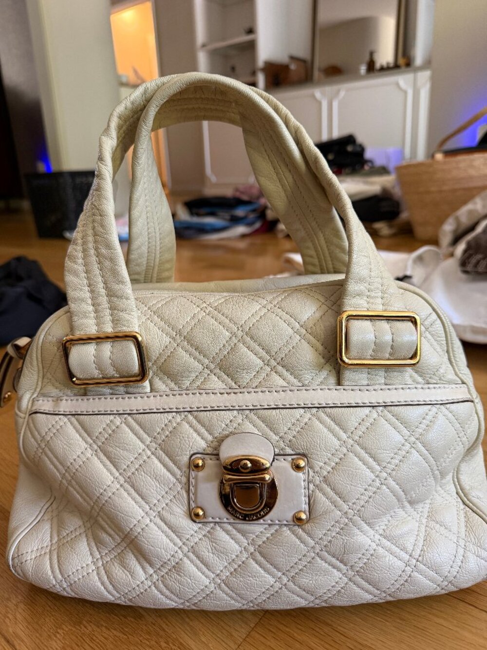 Marc Jacobs White Quilted Leather Satchel